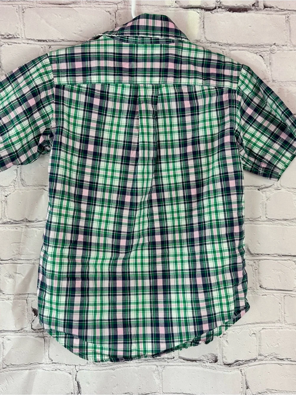 Ralph Lauren RL Plaid Short-Sleeve Button up cotton Shirt boys 4 preppy spring